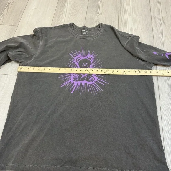 Coach Men's XL Bear Graphic Relaxed Long Sleeve T-Shirt Gray & Purple Cotton - Picture 7 of 11